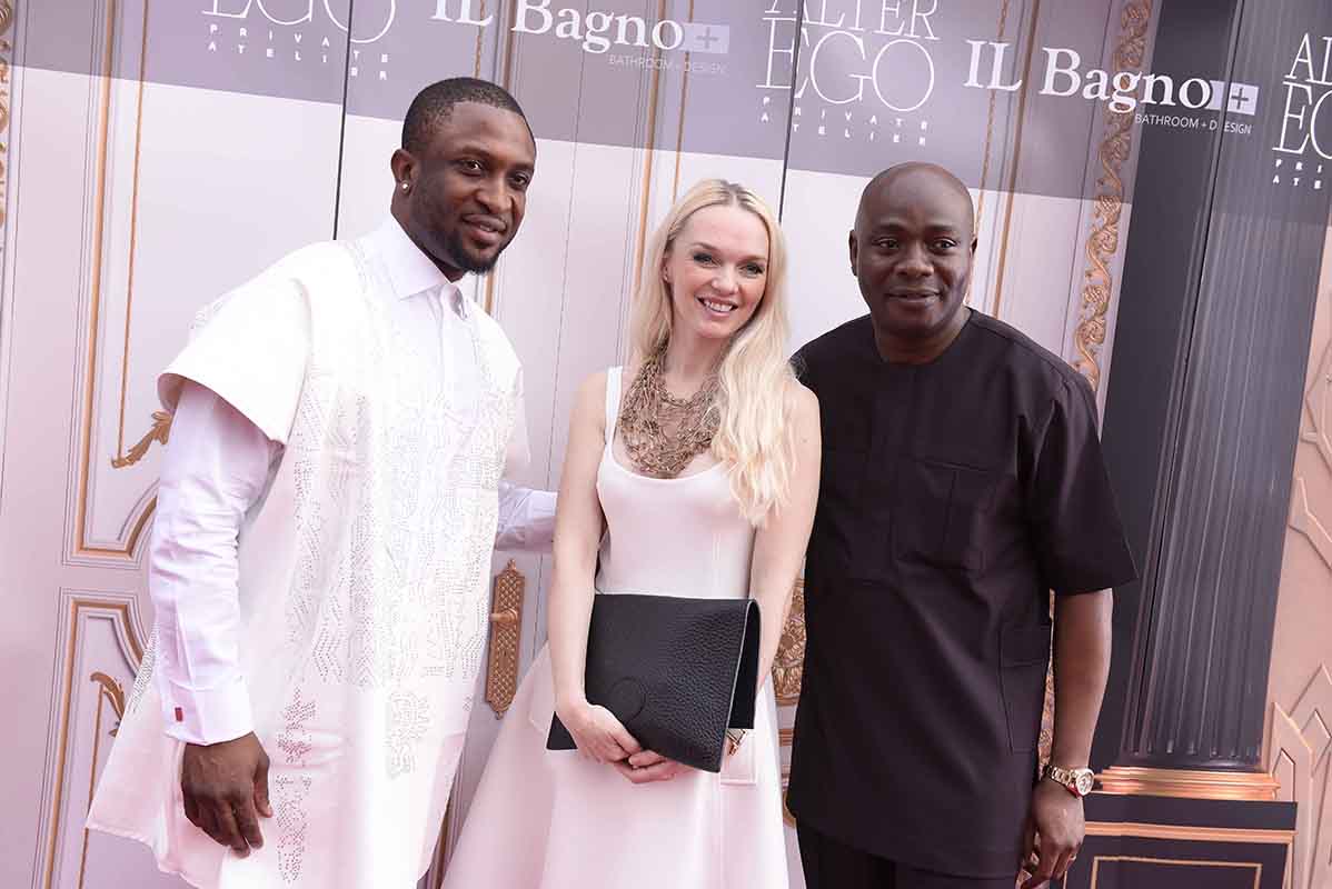L-R Darey Art-Alade, Julia D. Lantieri, CEO, Alter Ego Project Group and Michael Owolabi at the launch of Alter Ego Private Atelier in Abuja
