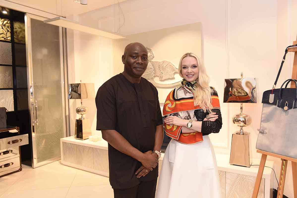 Michael Owolabi, CEO, IL Bagno with Julia D. Lantieri, CEO, Alter Ego Project Group at grand opening of Alter Ego Private Atelier, Abuja