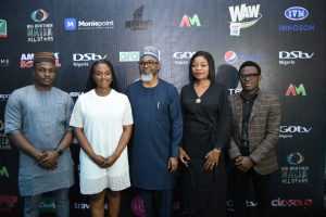 L-R Chinedu Oparaku, Head of Product Marketing, MoniePoint; Dr Busola Tejumola, Head of Content and West Africa Channels, MultiChoice Nigeria; John Ugbe, CEO MultiChoice Nigeria; Doris Ohanugo, Executive Head DStv Media Sales; Segun Ogunleye, General Marketing, Seven-Up Bottling Company.